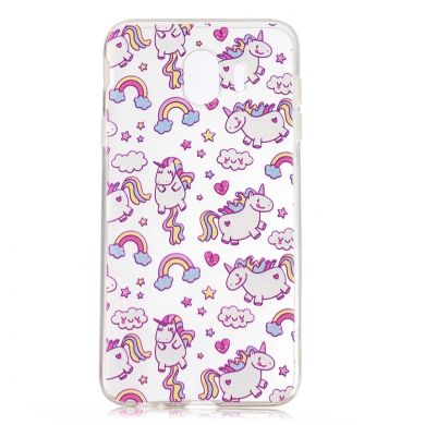 Силиконовый (TPU) чехол Deexe Pretty Glossy для Samsung Galaxy J4 2018 (J400) - Unicorn Pattern B