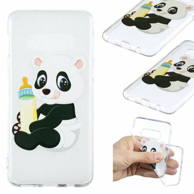 Силіконовий (TPU) чохол Deexe Pretty Glossy для Samsung Galaxy S10e (G970), Panda Holding a Bottle