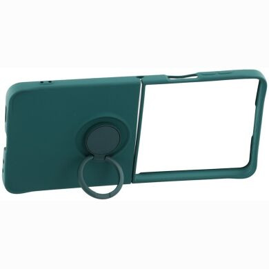Силиконовый (TPU) чехол с кольцом Deexe Color Shell (FF) для Samsung Galaxy Flip 8 - Blackish Green