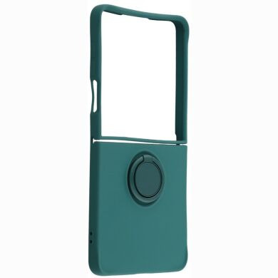 Силиконовый (TPU) чехол с кольцом Deexe Color Shell (FF) для Samsung Galaxy Flip 8 - Blackish Green