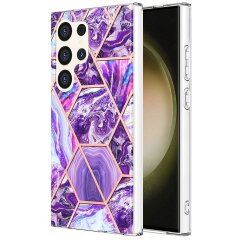 Захисний чохол Deexe Marble Pattern для Samsung Galaxy S24 Ultra - Dark Purple