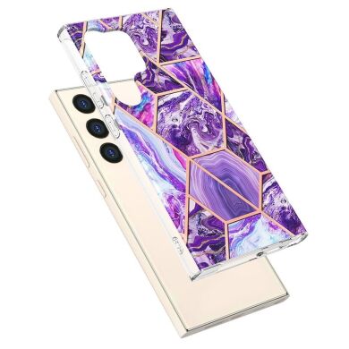 Защитный чехол Deexe Marble Pattern для Samsung Galaxy S24 Ultra - Dark Purple