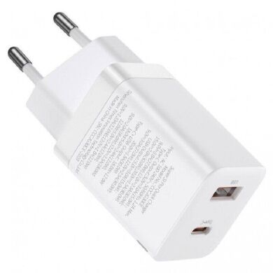 Мережевий зарядний пристрій Baseus Super Si Pro Quick Charger C+U (30W) CCSUPP-E02 - White