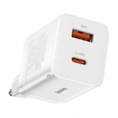 Мережевий зарядний пристрій Baseus Super Si Pro Quick Charger C+U (30W) CCSUPP-E02 - White