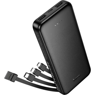 Внешний аккумулятор Hoco J163 10W (10000mAh) + кабель MicroUSB + Type-C + Lightning + USB - Black