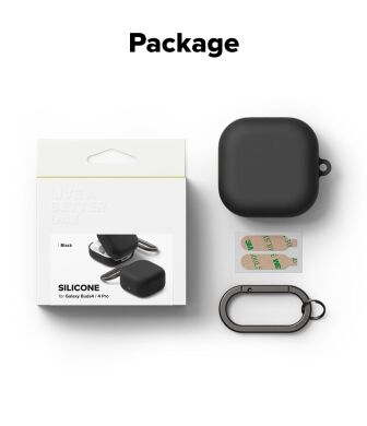 Захисний чохол Ringke Silicone Case для Samsung Galaxy Buds 4 / Buds 4 Pro (8800328816763) - Black