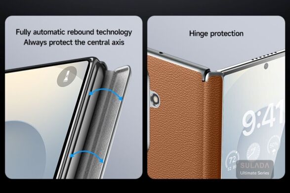 Защитный чехол SULADA Natural Leather Case для Samsung Galaxy Fold 8 Ultra - Brown
