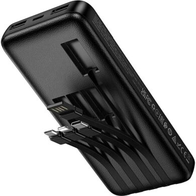 Внешний аккумулятор Hoco J163 10W (10000mAh) + кабель MicroUSB + Type-C + Lightning + USB - Black