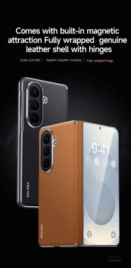 Защитный чехол SULADA Natural Leather Case для Samsung Galaxy Fold 8 Ultra - Brown