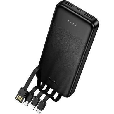 Внешний аккумулятор Hoco J163 10W (10000mAh) + кабель MicroUSB + Type-C + Lightning + USB - Black