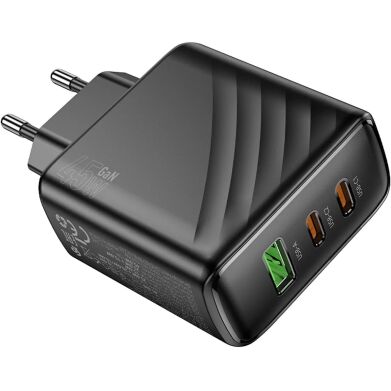 Сетевое зарядное устройство Hoco CS26A PD45W (USB + 2Type-C) - Black