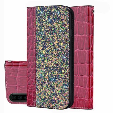 Чехол-книжка Deexe Glittery Crocodile для Samsung Galaxy A70 (A705) - Red
