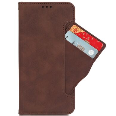 Чехол-книжка с кармашками Deexe Wallet Stand для Samsung Galaxy S26 FE - Brown