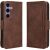 Чехол-книжка с кармашками Deexe Wallet Stand для Samsung Galaxy S26 FE - Brown
