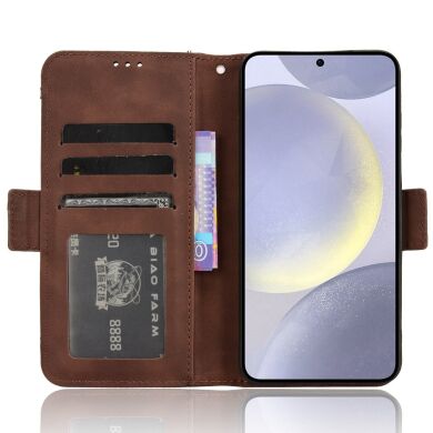 Чехол-книжка с кармашками Deexe Wallet Stand для Samsung Galaxy S26 FE - Brown