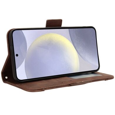 Чехол-книжка с кармашками Deexe Wallet Stand для Samsung Galaxy S26 FE - Brown