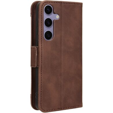 Чехол-книжка с кармашками Deexe Wallet Stand для Samsung Galaxy S26 FE - Brown