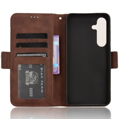 Чехол-книжка с кармашками Deexe Wallet Stand для Samsung Galaxy S26 FE - Brown