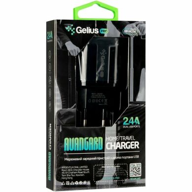 Мережевий зарядний пристрій Gelius Pro Avangard GP-HC06 (2USB, 2.4A) + Кабель Type-C - Black