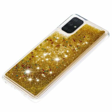 Силиконовый (TPU) чехол Deexe Liquid Glitter для Samsung Galaxy A71 (A715) - Gold