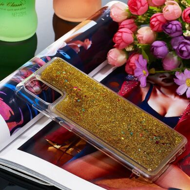 Силіконовий (TPU) чохол Deexe Liquid Glitter для Samsung Galaxy A71 (A715) - Gold