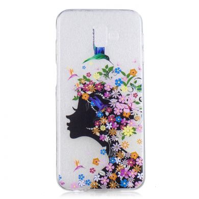 Силиконовый (TPU) чехол Deexe Pretty Glossy для Samsung Galaxy J6+ (J610) - Flowered Girl