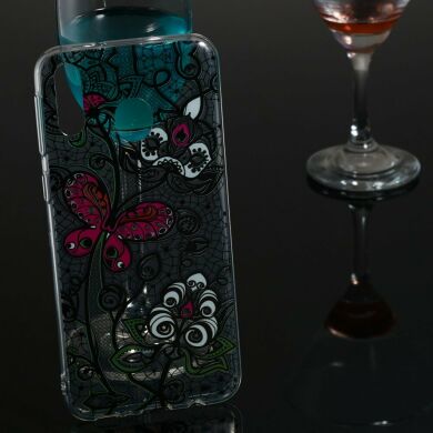 Силиконовый (TPU) чехол Deexe Pretty Glossy для Samsung Galaxy M20 (M205) - Black Lace and Butterfly