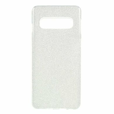 Силиконовый (TPU) чехол UniCase Glitter Cover для Samsung Galaxy S10 (G973) - Silver