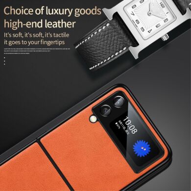 Захисний чохол SULADA Leather Case (FF) для Samsung Galaxy Flip 4 - Brown