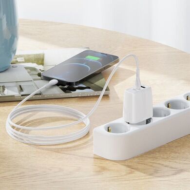 Сетевое зарядное устройство Hoco N11 + кабель Type-C to Lightning - White