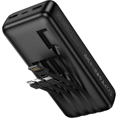 Внешний аккумулятор Hoco J163A 10W (20000mAh) + кабель MicroUSB + Type-C + Lightning + USB - Black