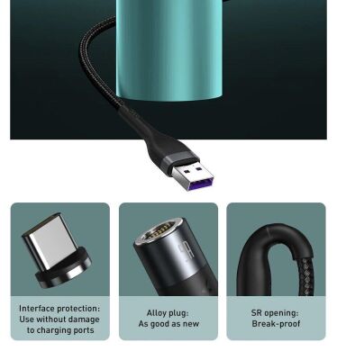 Кабель Baseus Zinc Magnetic USB to Lightning + Micro + Type-C (3A, 1m) CA1T3-AG1 - Gray / Black
