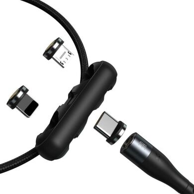 Кабель Baseus Zinc Magnetic USB to Lightning + Micro + Type-C (3A, 1m) CA1T3-AG1 - Gray / Black