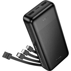 Внешний аккумулятор Hoco J163A 10W (20000mAh) + кабель MicroUSB + Type-C + Lightning + USB - Black