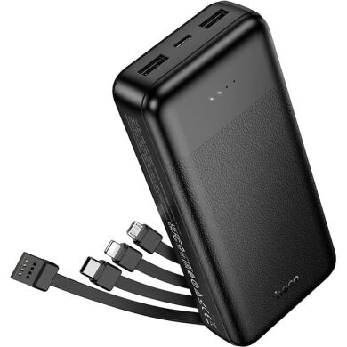 Внешний аккумулятор Hoco J163A 10W (20000mAh) + кабель MicroUSB + Type-C + Lightning + USB - Black