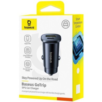 Автомобильное зарядное устройство Baseus GoTrip DP1 BS-C15C1 (Type-C + USB) 30W (C00072300123-01) - Black