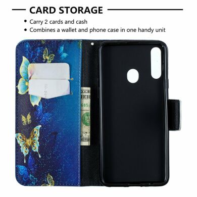 Чехол-книжка Deexe Color Wallet для Samsung Galaxy A20s (A207) - Gold Butterflies