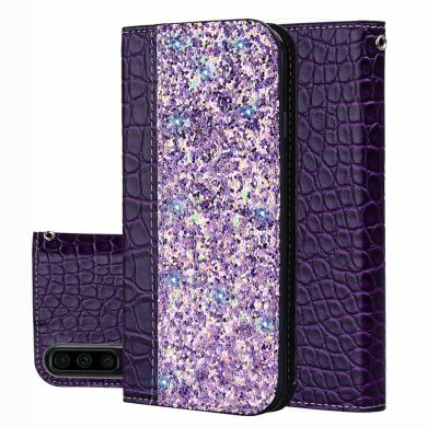 Чохол-книжка Deexe Glittery Crocodile для Samsung Galaxy A70 (A705) - Purple