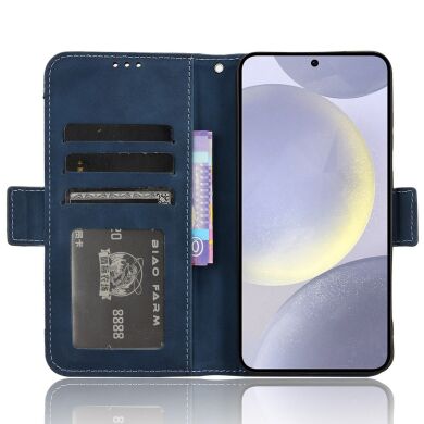 Чехол-книжка с кармашками Deexe Wallet Stand для Samsung Galaxy S26 FE - Blue