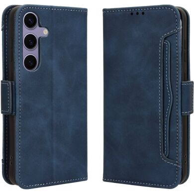 Чехол-книжка с кармашками Deexe Wallet Stand для Samsung Galaxy S26 FE - Blue