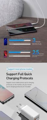 Сетевое зарядное устройство Baseus GaN Quick Travel Charger (65W) CCGAN-B01 - Black