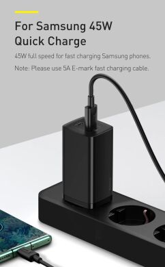 Сетевое зарядное устройство Baseus GaN2 Lite Quick Charger (USB + Type-C, 65W) CCGAN2L-B — White