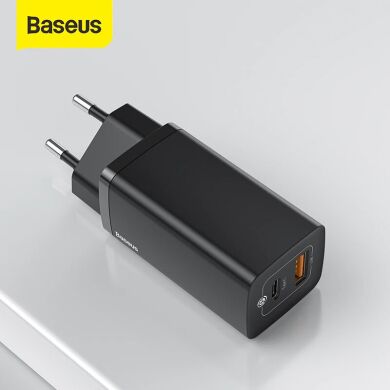 Мережевий зарядний пристрій Baseus GaN2 Lite Quick Charger (USB + Type-C, 65W) CCGAN2L-B — White