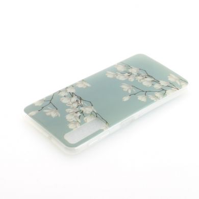 Силиконовый (TPU) чехол Deexe Life Style для Samsung Galaxy A7 2018 (A750) - White Flower
