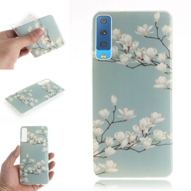 Силиконовый (TPU) чехол Deexe Life Style для Samsung Galaxy A7 2018 (A750) - White Flower