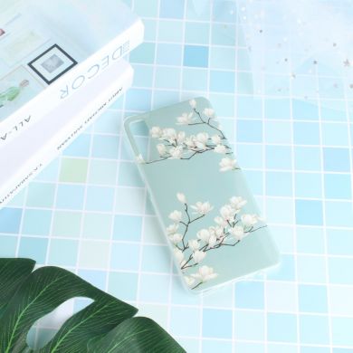 Силиконовый (TPU) чехол Deexe Life Style для Samsung Galaxy A7 2018 (A750) - White Flower
