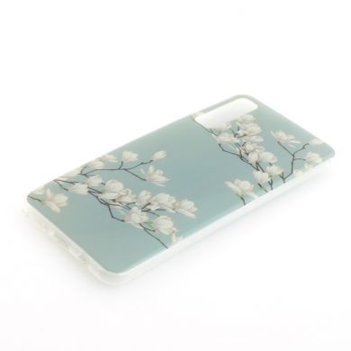 Силиконовый (TPU) чехол Deexe Life Style для Samsung Galaxy A7 2018 (A750) - White Flower