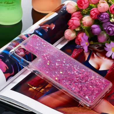 Силиконовый (TPU) чехол Deexe Liquid Glitter для Samsung Galaxy A71 (A715) - Pink