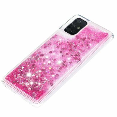 Силиконовый (TPU) чехол Deexe Liquid Glitter для Samsung Galaxy A71 (A715) - Pink
