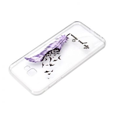 Силіконовий (TPU) чохол Deexe Pretty Glossy для Samsung Galaxy J4+ (J415) - Purple Feather and Bird